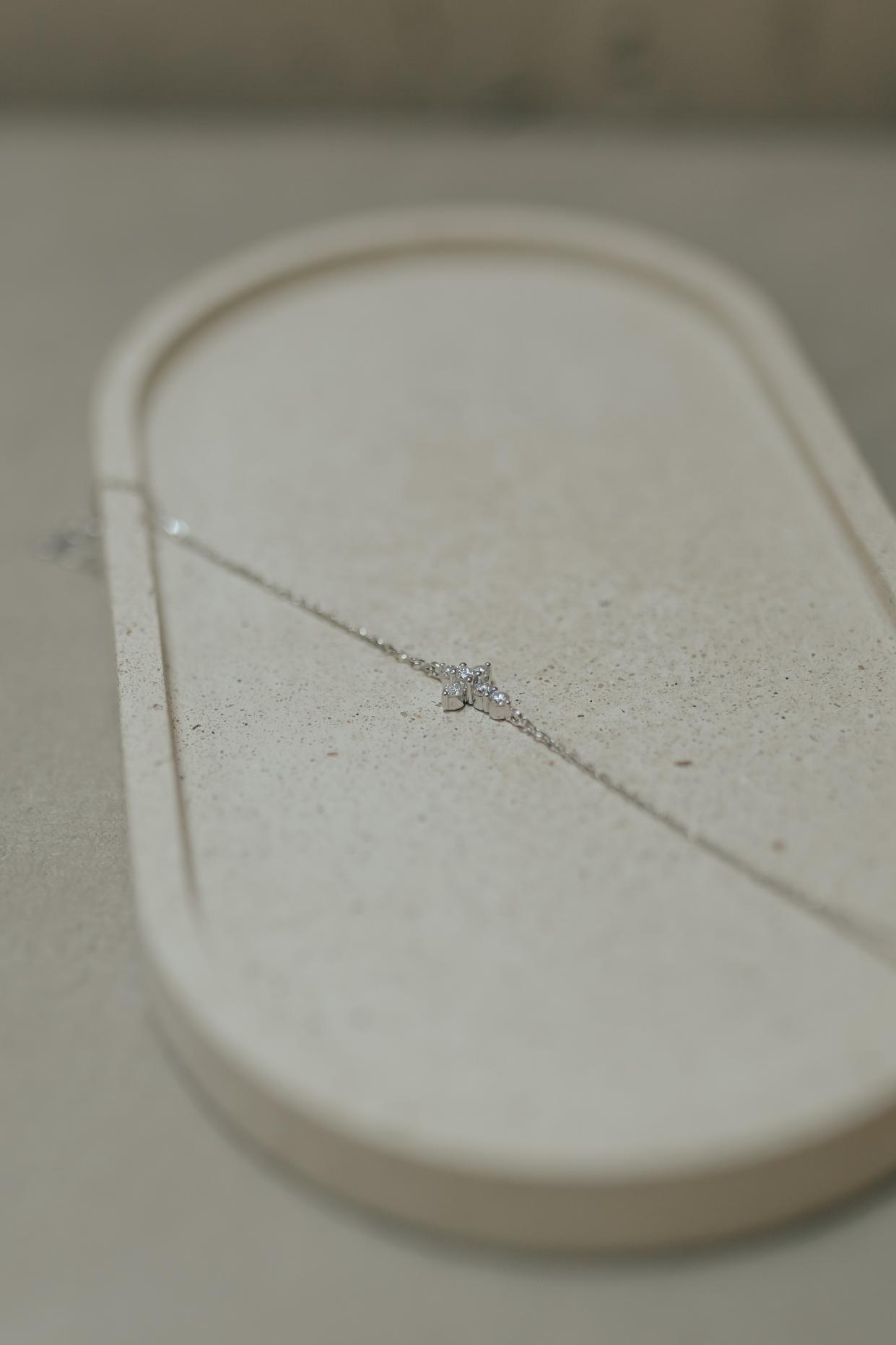 Pulseira Crucifixo Moissanite Prata 925 Ródio Branco