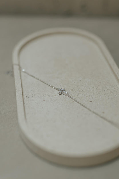 Pulseira Crucifixo Moissanite Prata 925 Ródio Branco