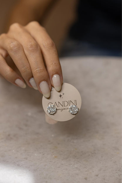 Brinco Illusion Moissanite 9mm Prata 925 Ródio Branco