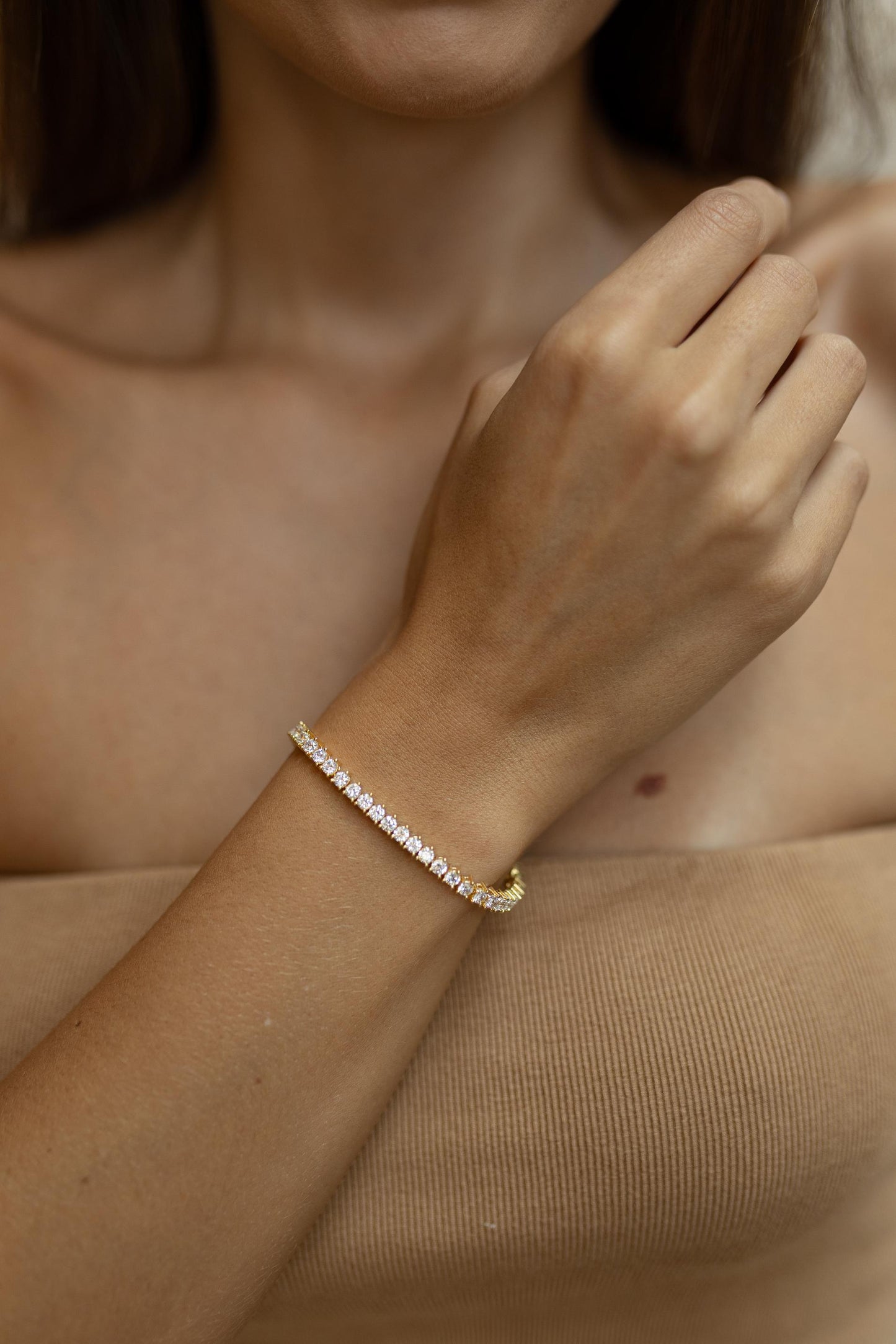 Pulseira Riviera 3mm Dourado