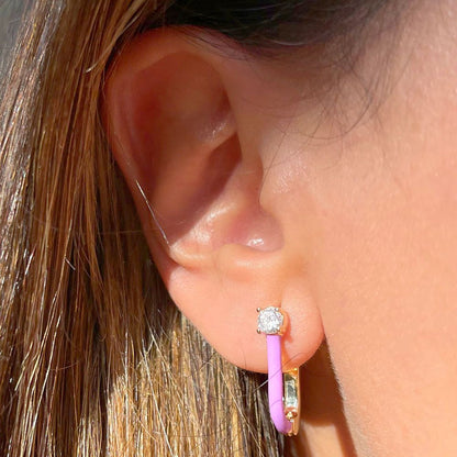 Brinco Argola Lavanda com Ponto de Luz Dourado