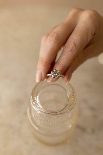 Anel Solitário Glam 9.5mm Moissanite Prata 925 Ródio Branco