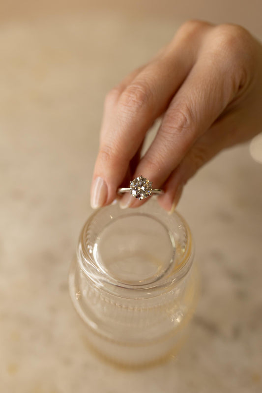 Anel Solitário Glam 9.5mm Moissanite Prata 925 Ródio Branco