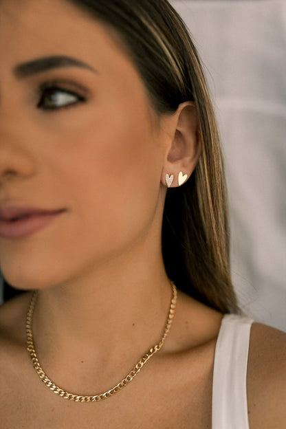 Brinco Coração Cravejado Dourado