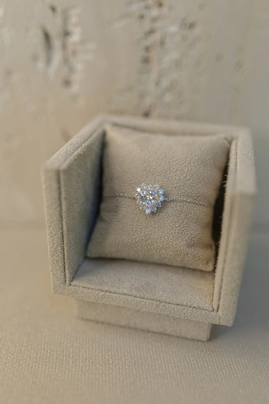 Pulseira Pingente Coração Cristal Prata 925 Ródio Branco