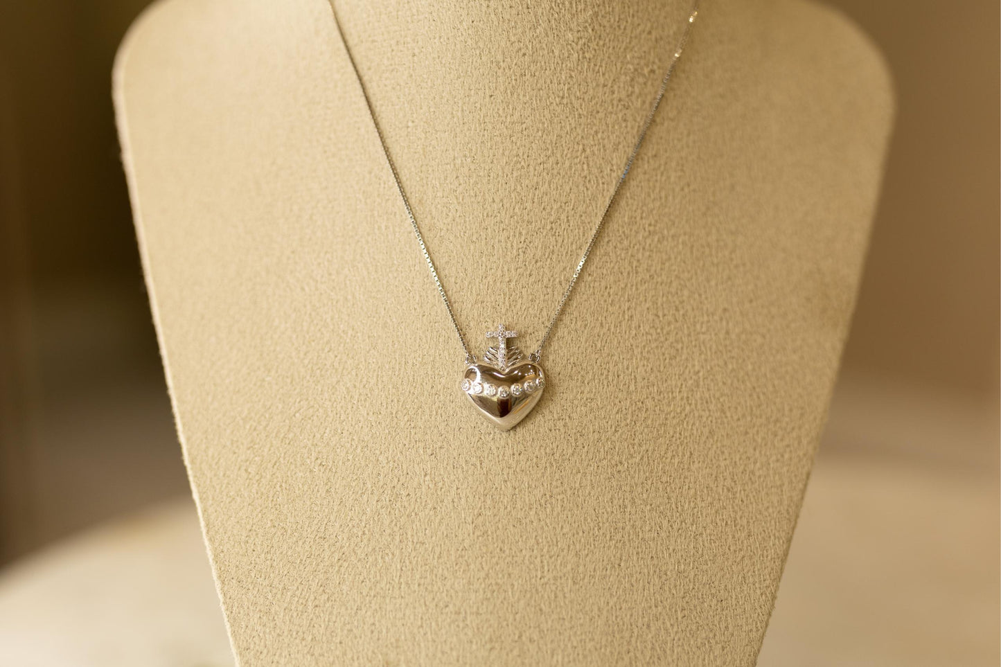 Colar Coração Moissanite Prata 925 Ródio Branco
