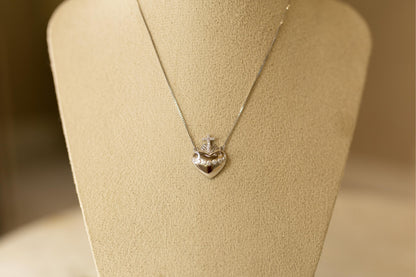 Colar Coração Moissanite Prata 925 Ródio Branco