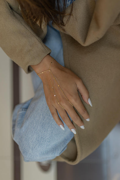 Pulseira de Mão Bolinhas Achatadas Dourado