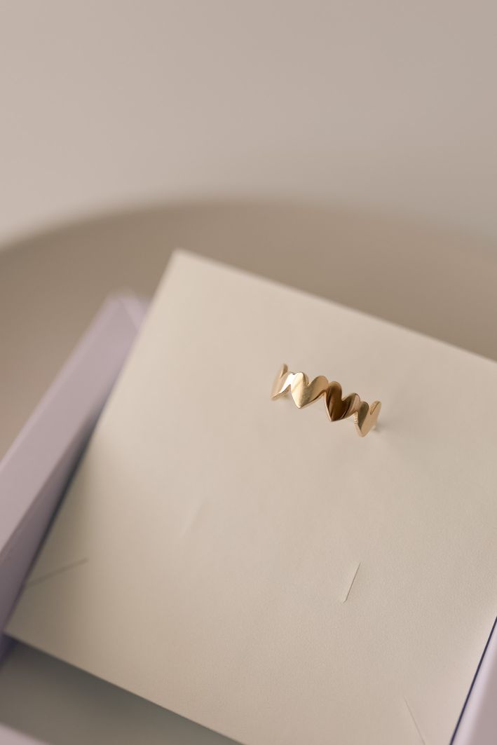 Anel Quatro Corações Liso Dourado