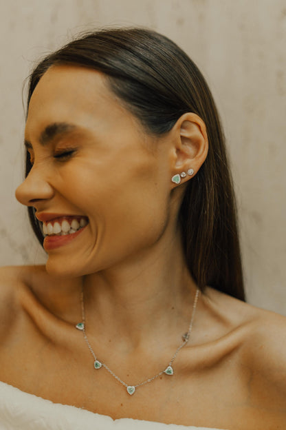 Colar Choker 5 Corações Turmalina Fusion Ródio Branco