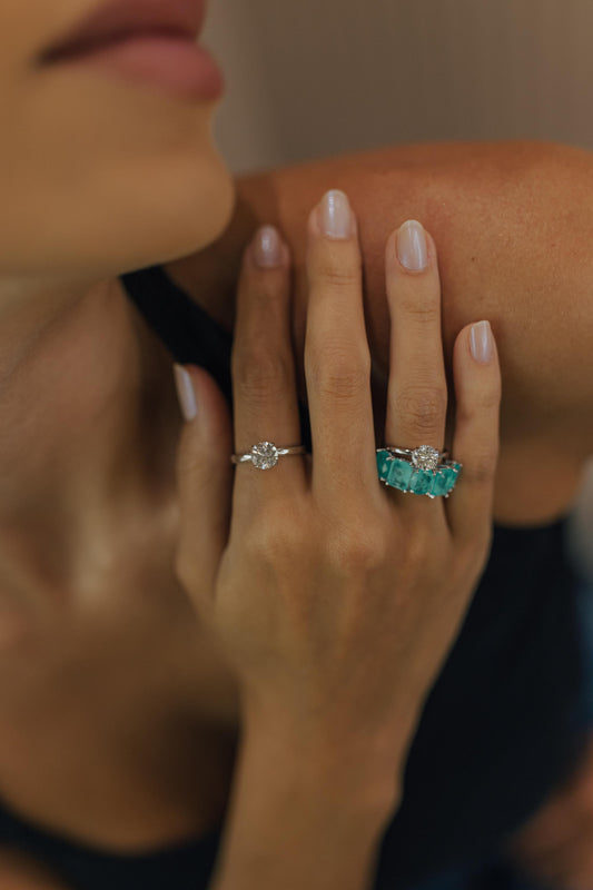 Anel Solitário 6.5mm Moissanite Prata 925 Ródio Branco
