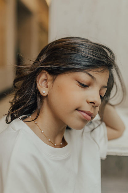 Colar Choker com Pérolas Infantil Dourado