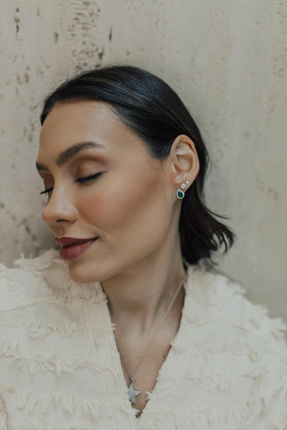 Colar Estrela Cravejado Ródio Branco