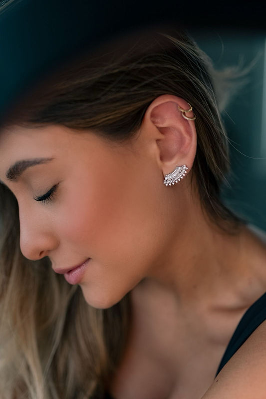 Brinco Mini Ear Cuff Ródio Branco