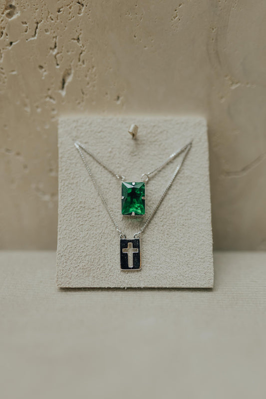 Colar Escapulário Masculino Cruz Ródio Branco