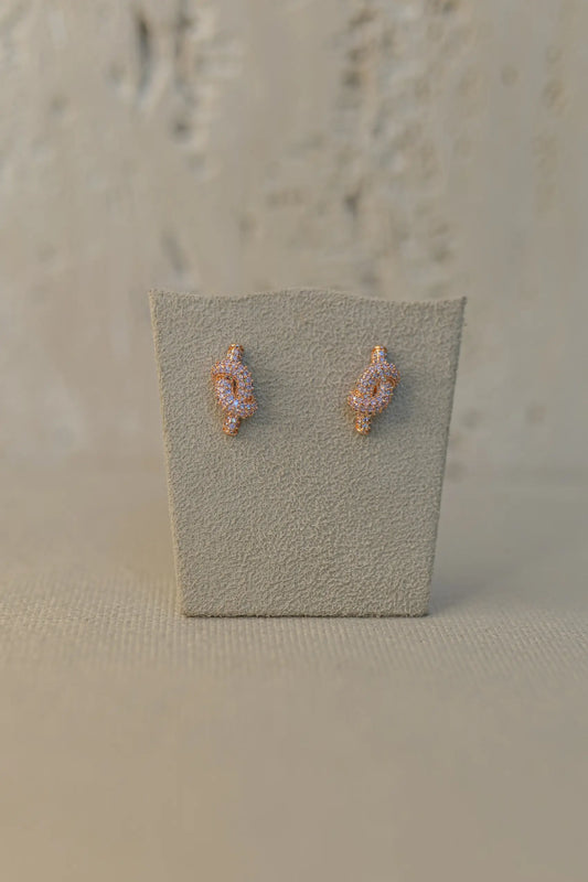 Brinco Nó Cravejado Rose Gold