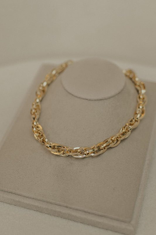 Colar Choker Elos Trançados Dourado