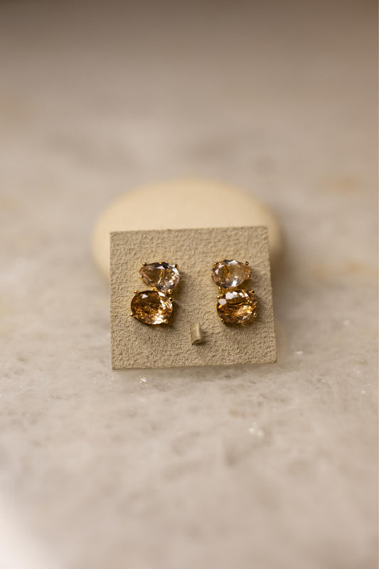 Brinco Zircônias Gota Morganita Dourado