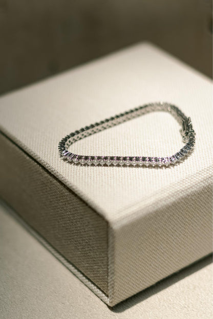 Pulseira Riviera 3mm Ródio Branco
