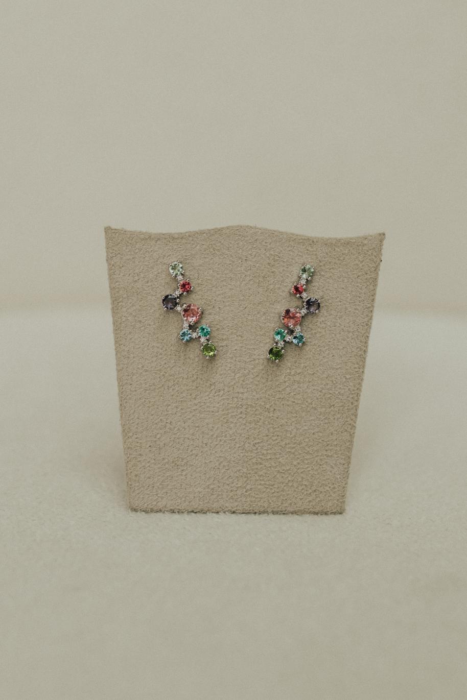 Brinco Ear Cuff Rainbow Prata 925 Ródio Branco