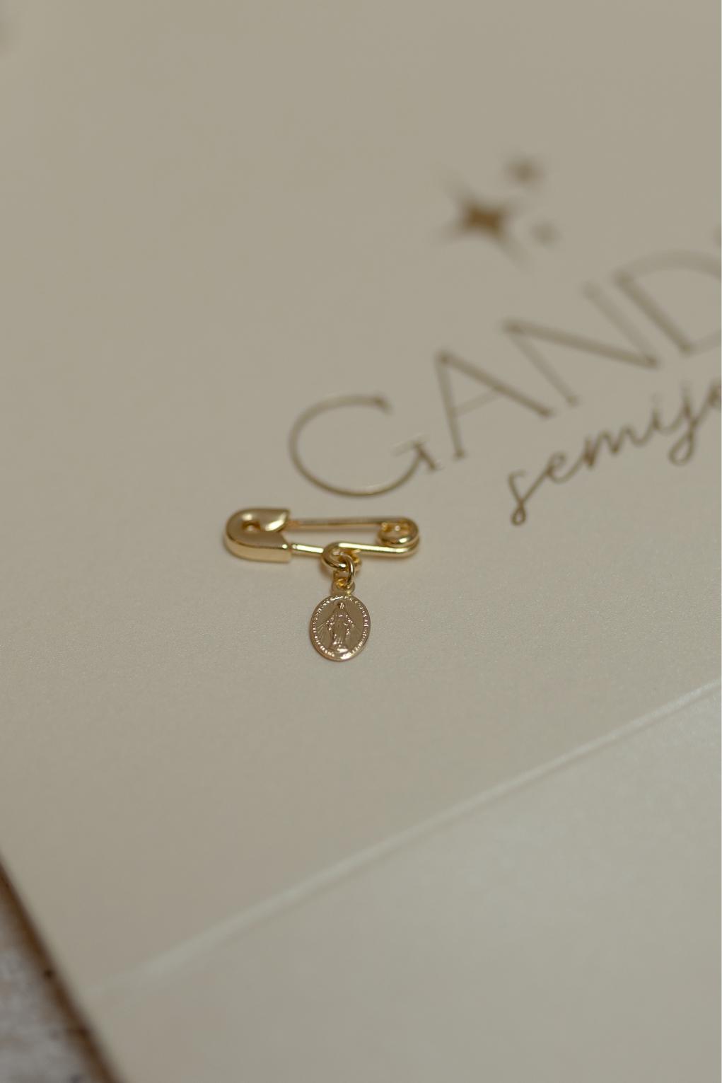 Alfinete Batizado Medalha Milagrosa Dourado