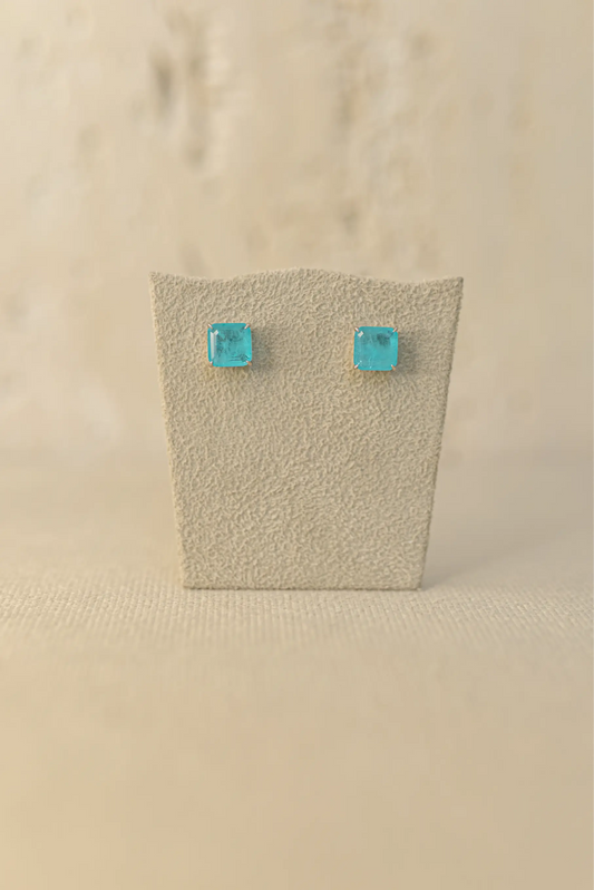 Brinco Quadrado Prata 925 Turmalina Fusion Ródio Branco