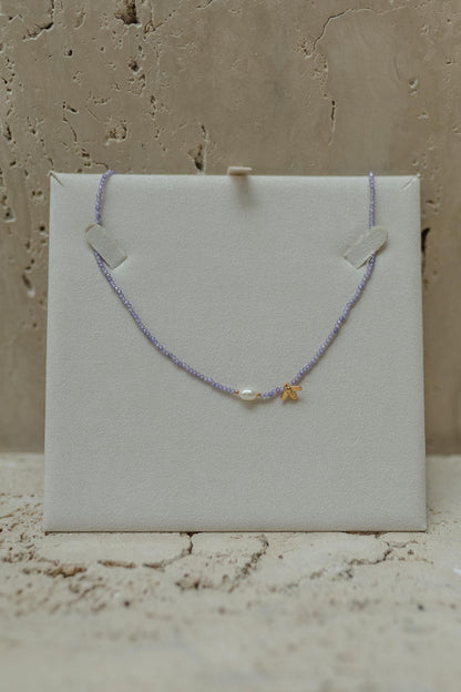 Choker Bee Lilás Pérola de Água Doce Dourado