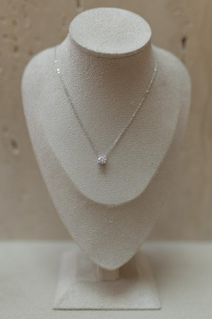 Colar Ponto de Luz 6mm Moissanite Prata 925 Ródio Branco