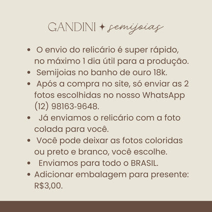 Colar Relicário Borda Cravejada Dourado
