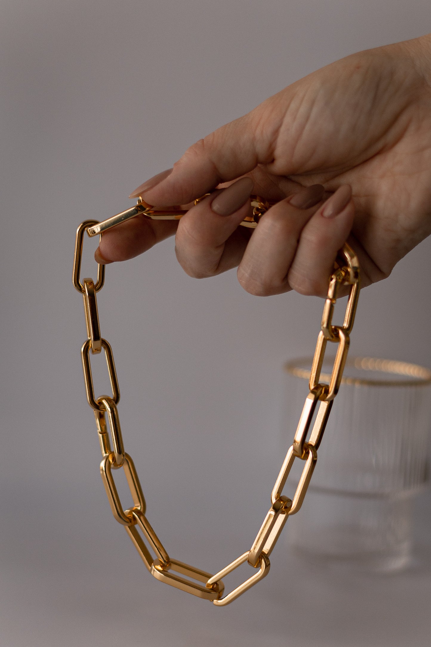 Choker 2 em 1 de Elos Lisos Dourado