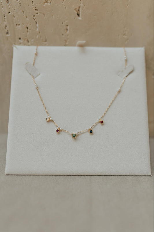 Choker Zircônias Coloridas e Pérolas de Água Doce Dourado