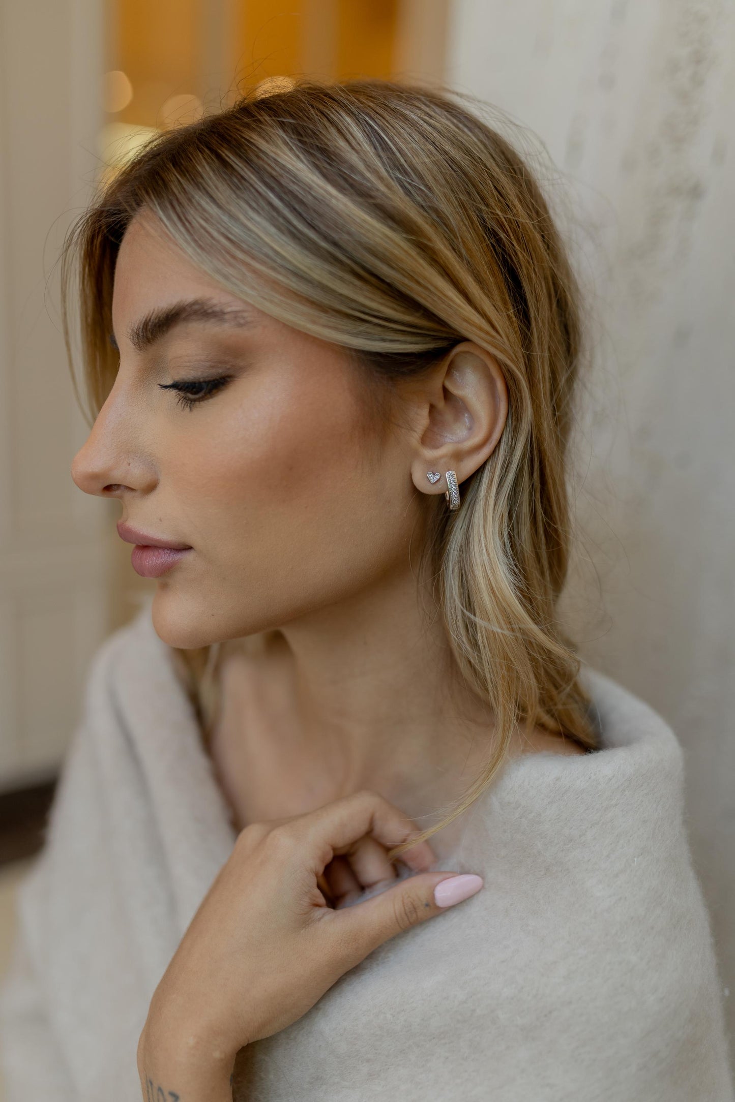 Brinco Argola Cravejada Ródio Branco