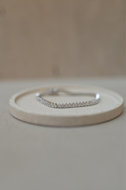 Pulseira Riviera 3mm Prata 925 Moissanite Ródio Branco