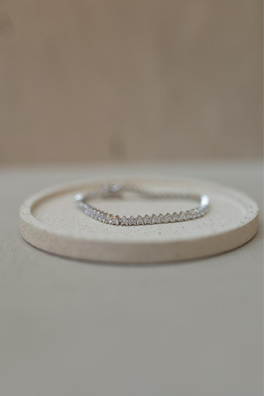 Pulseira Riviera 3mm Prata 925 Moissanite Ródio Branco