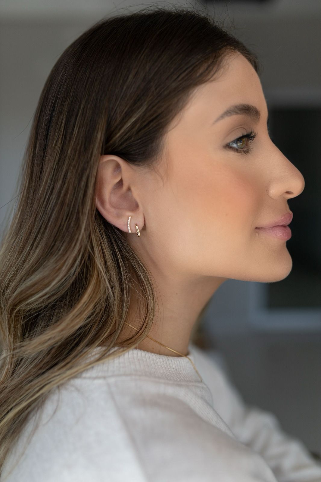 Brinco Argola Click Quadrado Liso Dourado P