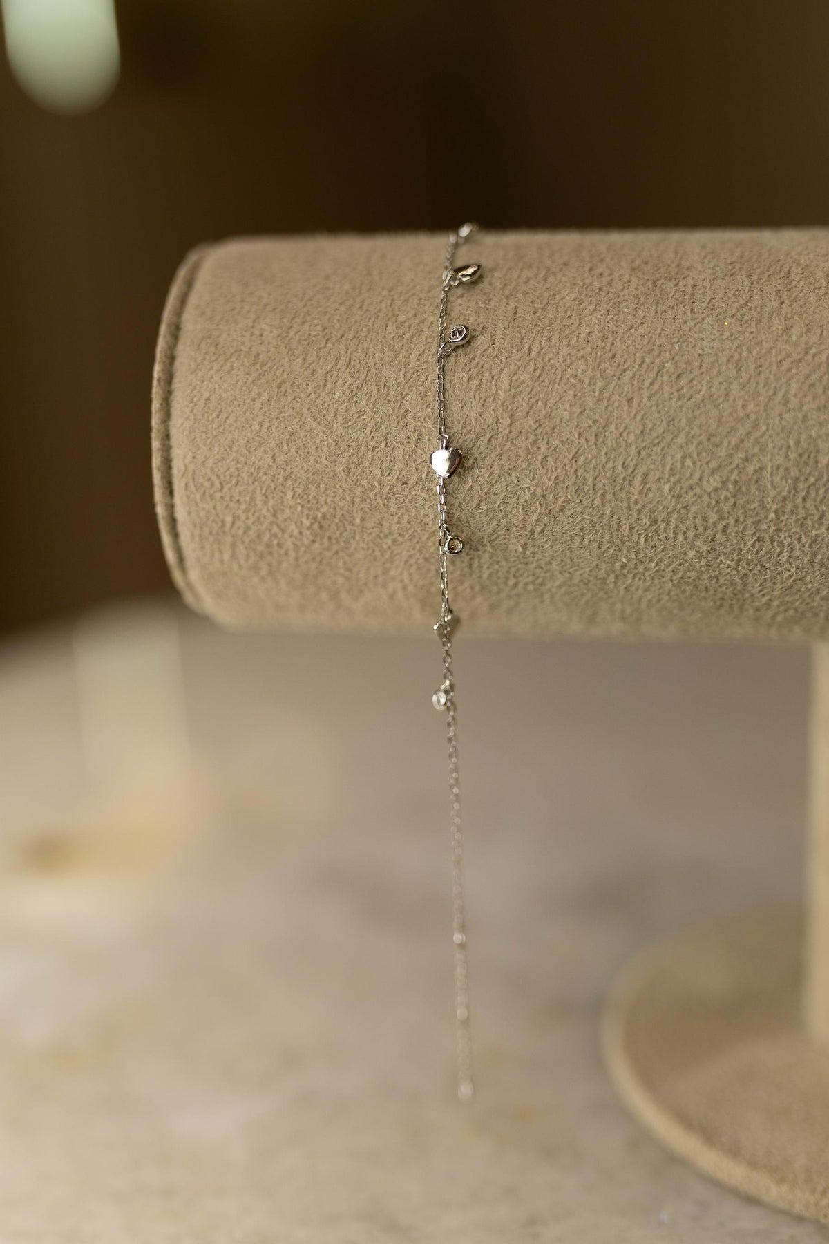 Pulseira Corações Pontos de Luz Prata 925 Ródio Branco