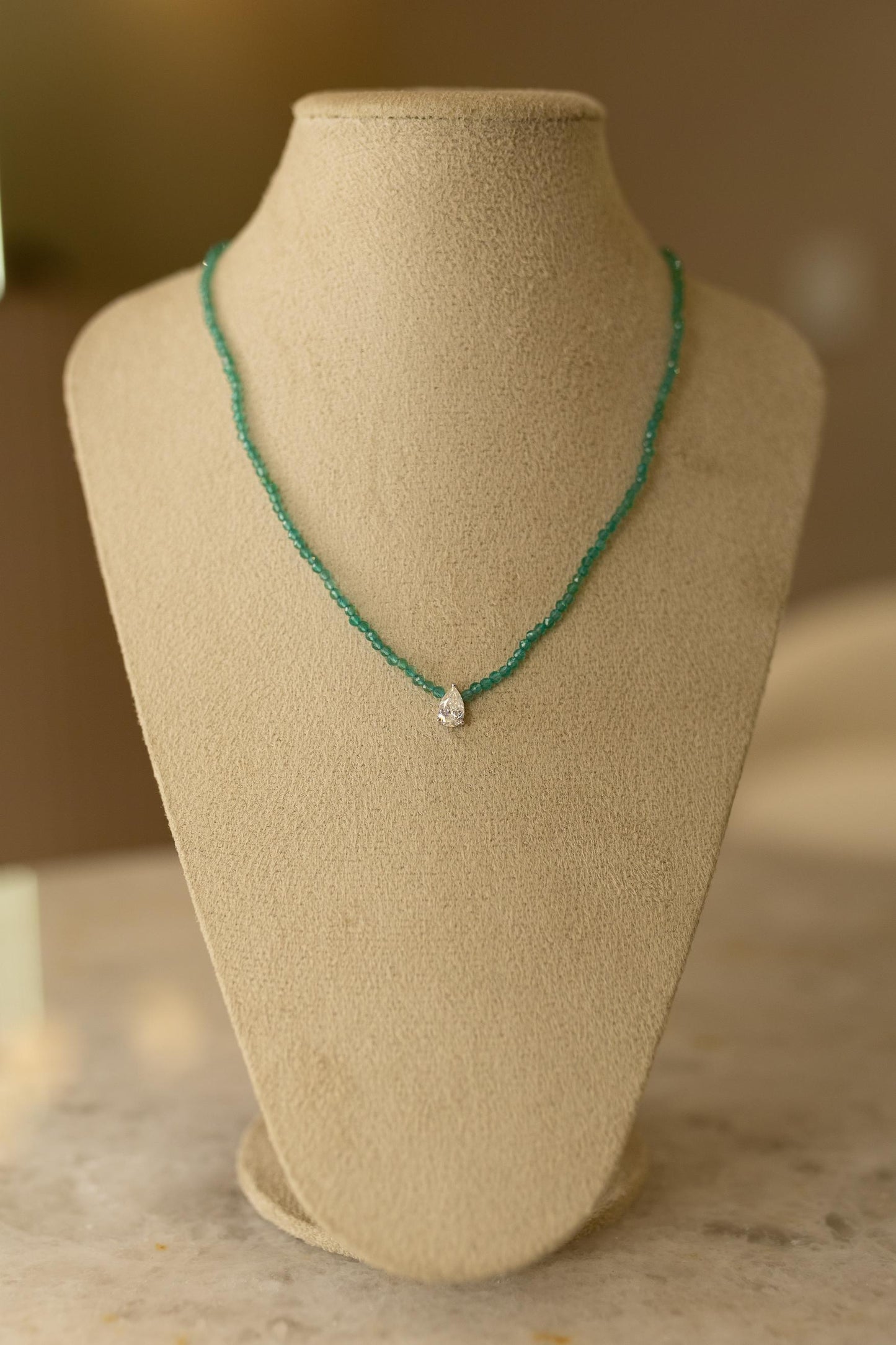 Colar Pedras Naturais Moissanite Prata 925 Ródio Branco
