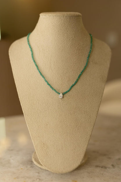 Colar Pedras Naturais Moissanite Prata 925 Ródio Branco
