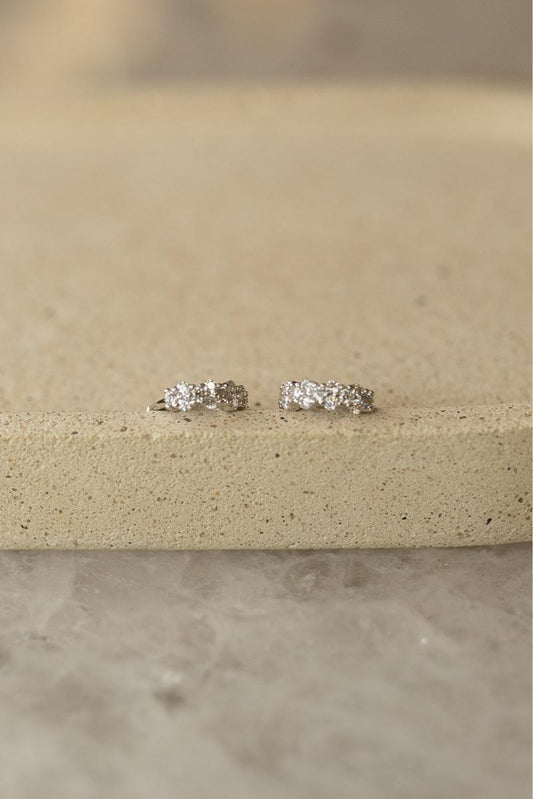 Brinco Argola Glam 1,5mm Moissanite Prata 925 Ródio Branco