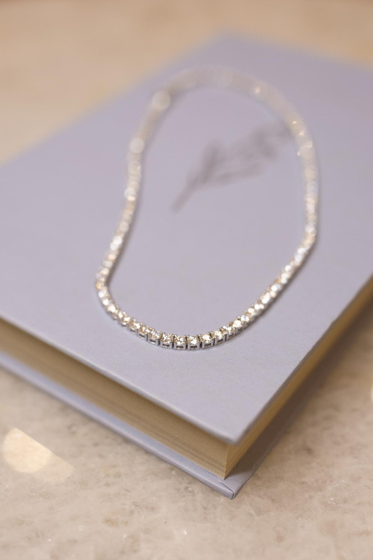 Colar Riviera 3mm 4 Garras 40cm Moissanite Prata 925 Ródio Branco