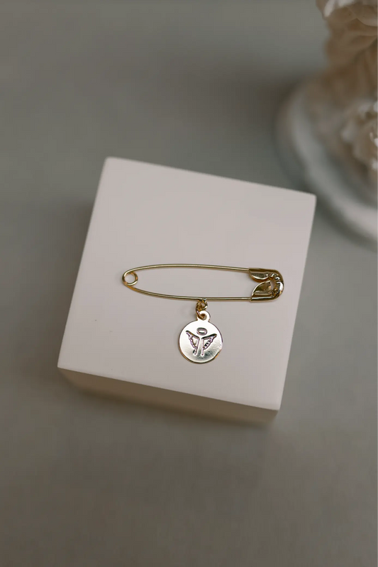 Alfinete Batizado Anjo da Guarda Dourado