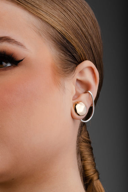 Brinco Com Piercing de Encaixe Dourado