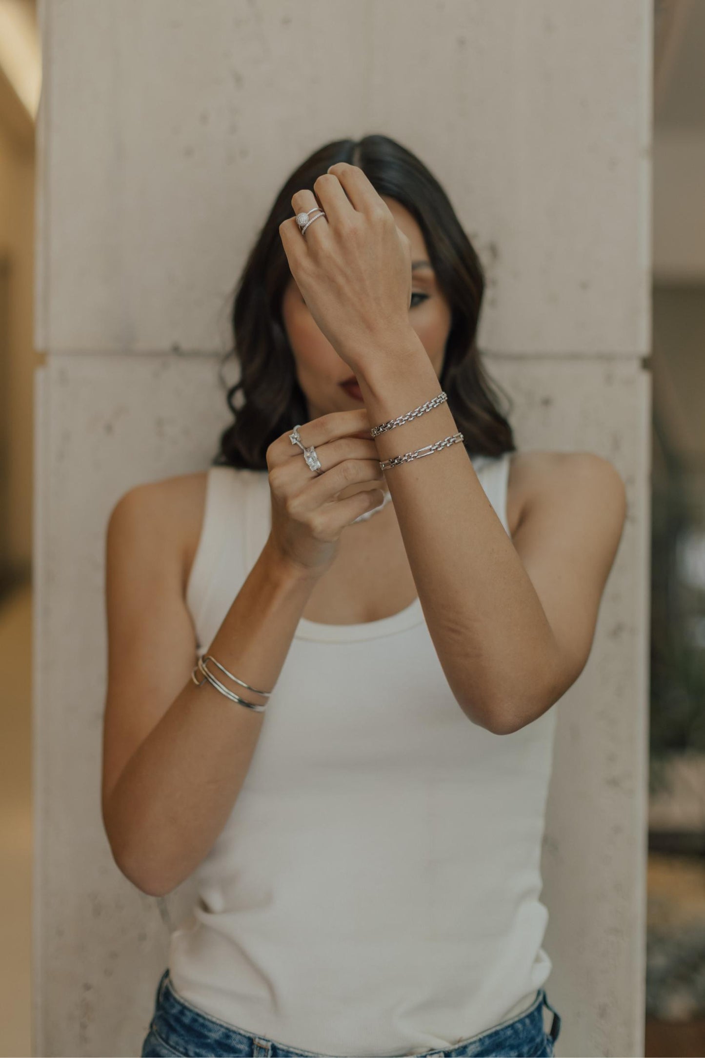 Pulseira de Elos Ródio Branco