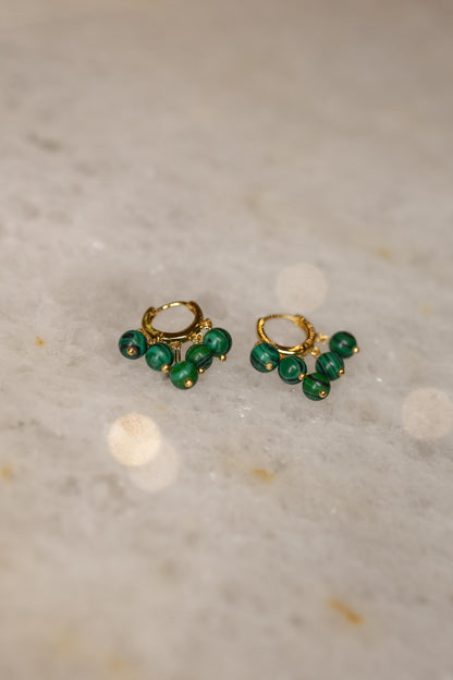 Brinco Argola Malaquita Dourado