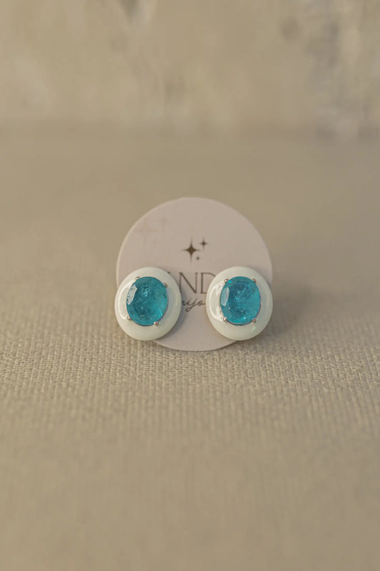 Brinco Oval Esmaltado Branco Ródio Branco