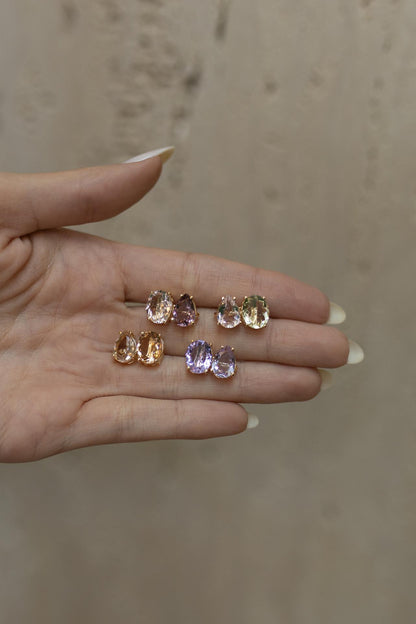Brinco Zircônias Gota Rosa Dourado