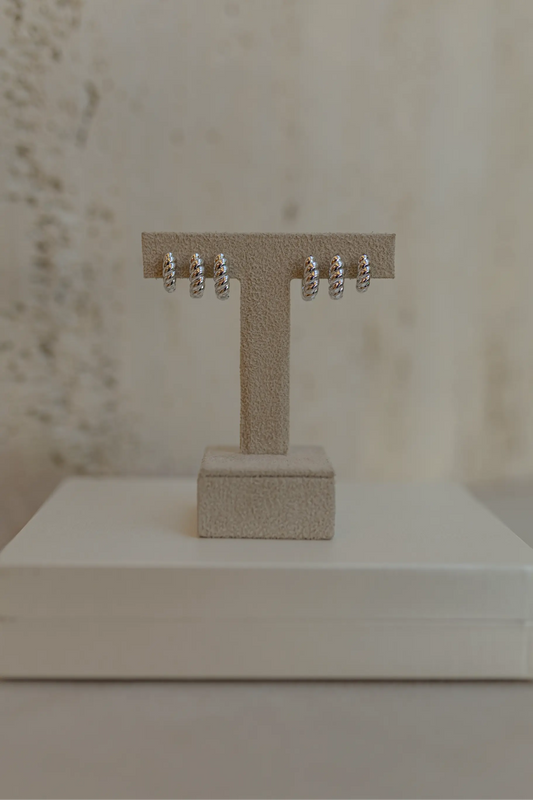 Brinco Argola Croissant M Ródio Branco