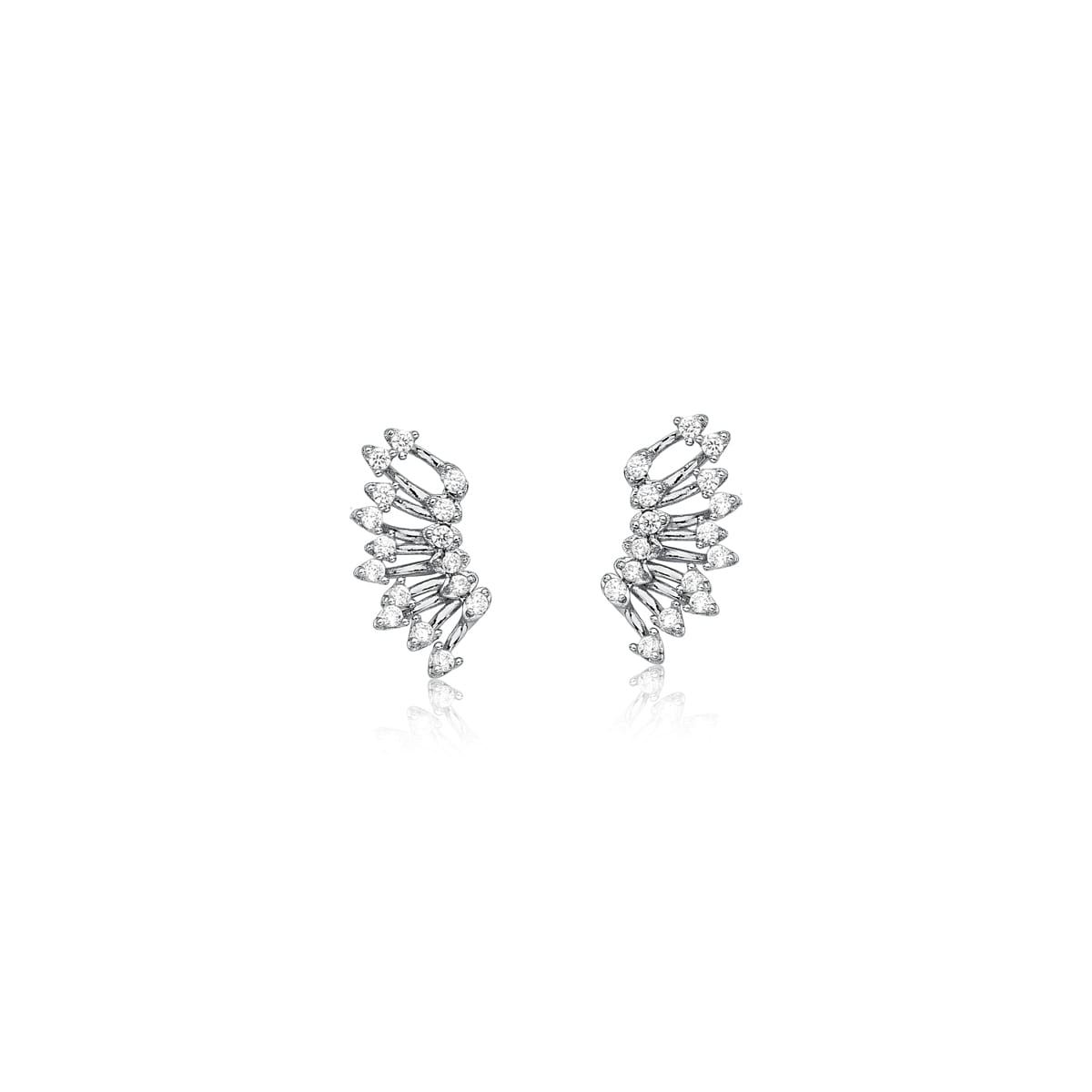 Brinco Mini Ear Cuff Zircônias Ródio Branco