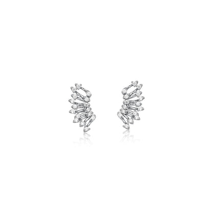 Brinco Mini Ear Cuff Zircônias Ródio Branco