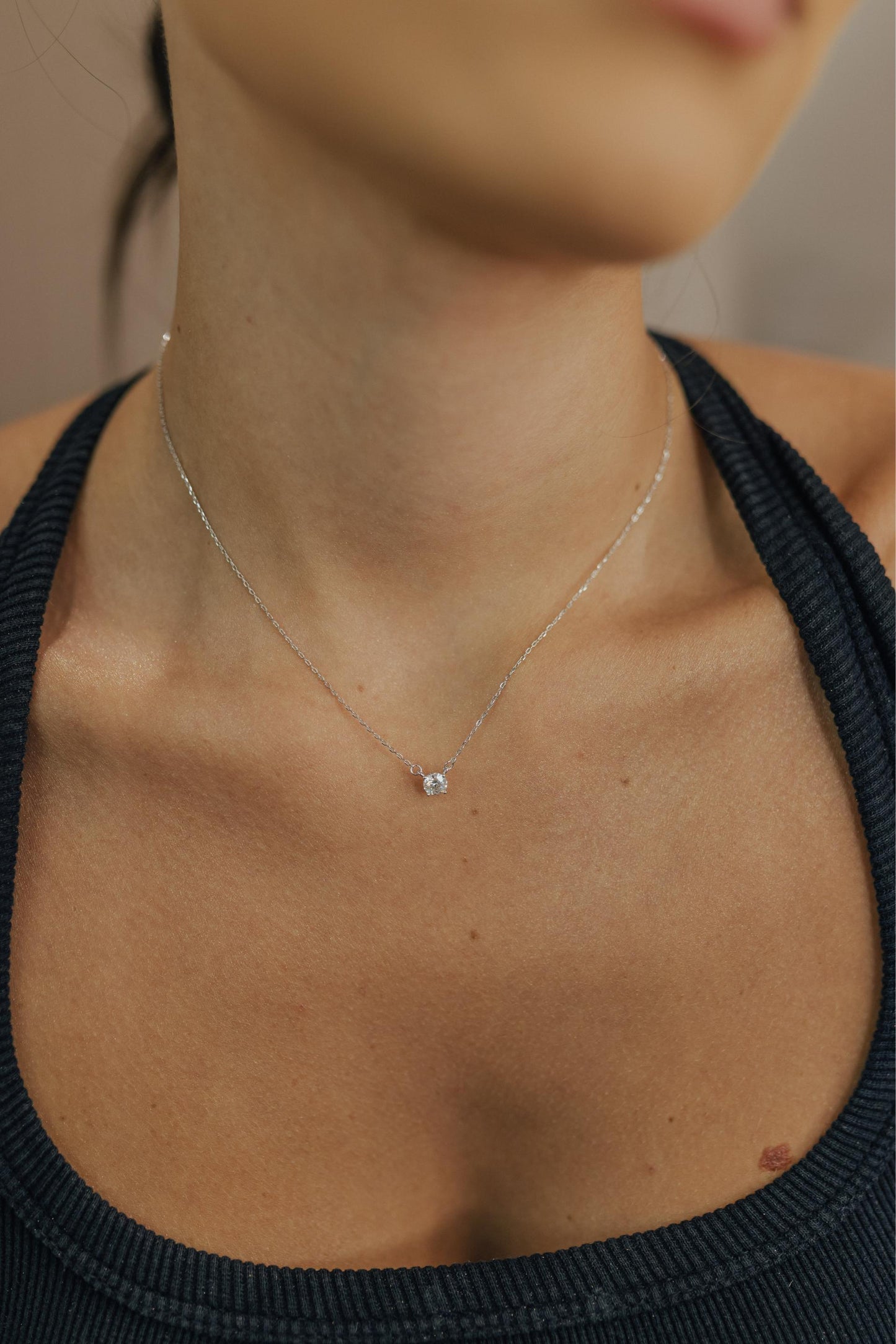 Colar Ponto de Luz Moissanite Luxo 5mm Prata 925 Ródio Branco